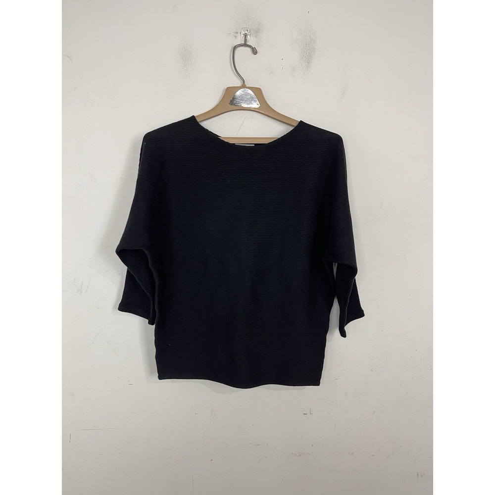 The Reset R Label Womens Sweater XS Black Minimal Linen‎ Luxury Ribbed Relaxed